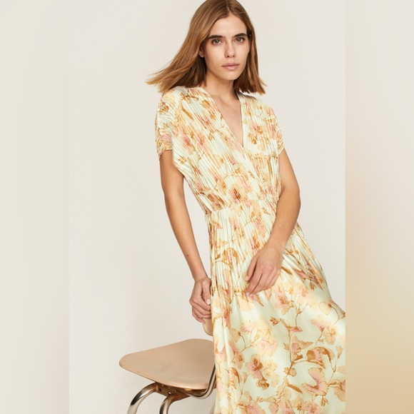 NWT Vince Floral Crushed Cap Sleeve Dress - Picture 3 of 11